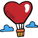 transport,transportation,heart,love,valentines day,romantic,hot air balloon